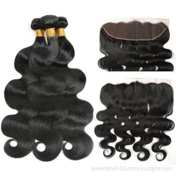 Body Wave Bundles Human Hair 100% Unprocessed Brazilian Virgin Body Wave Human Hair Extensions Natural Color